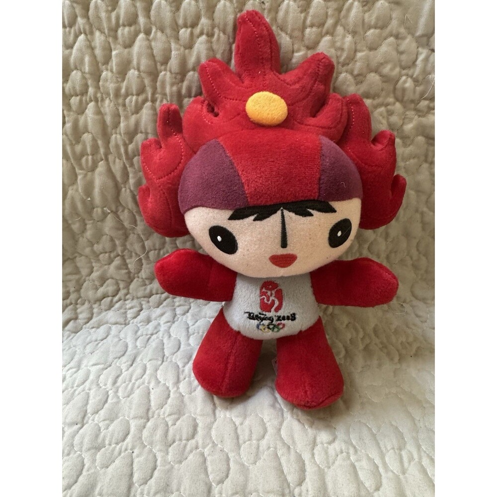 Beijing 2008 Olympics Huanhuan Fuwa Red Flame Mascot Plush Stuffed Toy 8”